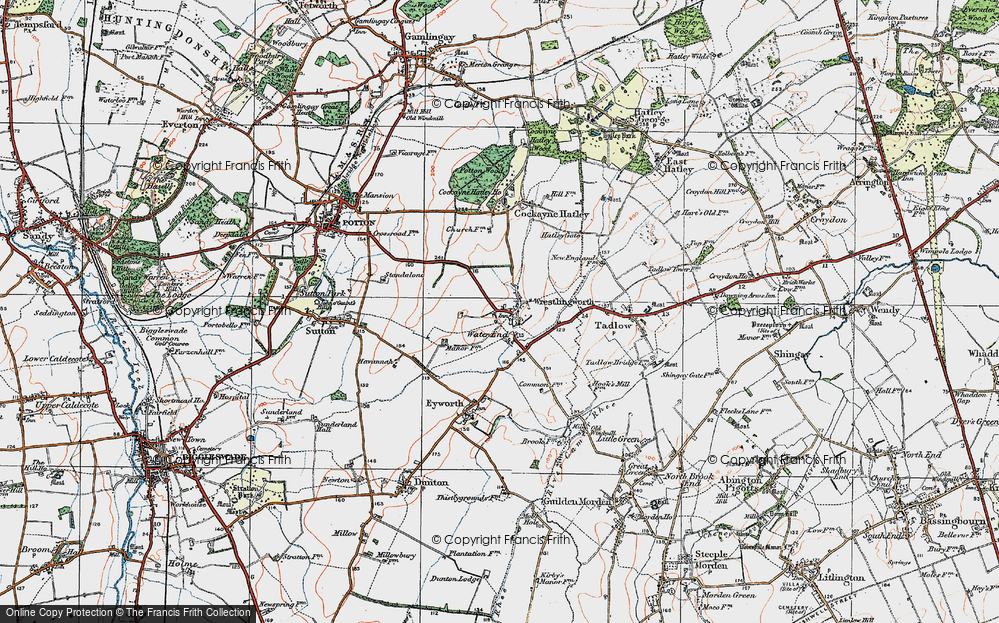 Old Map of Wrestlingworth, 1919 in 1919