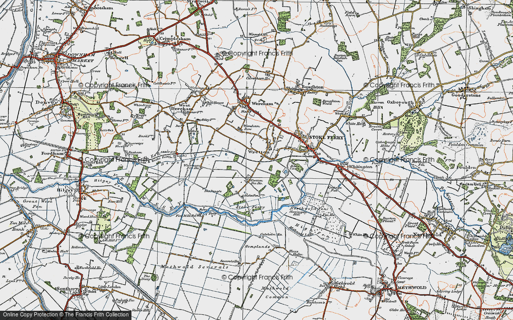 Old Map of Wretton, 1922 in 1922
