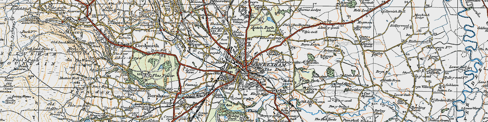 Old map of Wrexham in 1921