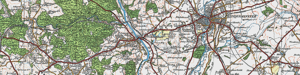 Old map of Wribbenhall in 1921