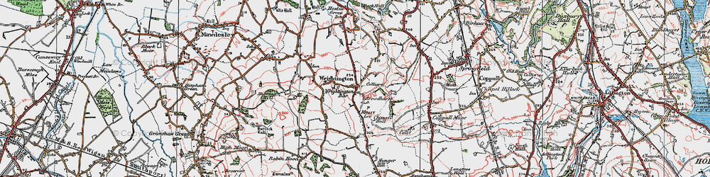 Old map of Wrightington Bar in 1924
