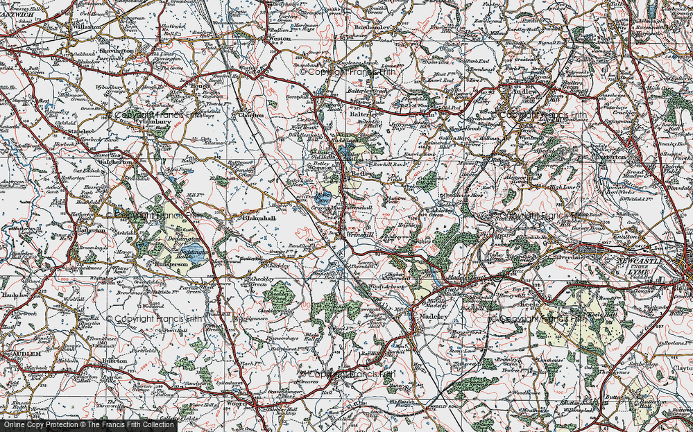 Old Map of Wrinehill, 1921 in 1921