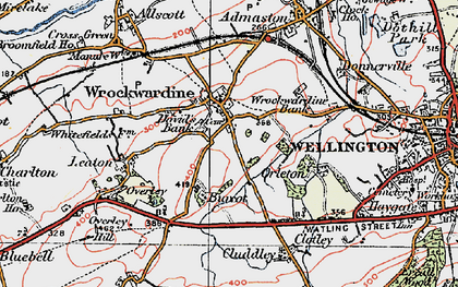 Old map of Wrockwardine in 1921