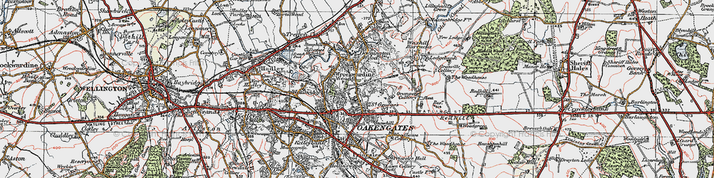Old map of Wrockwardine Wood in 1921