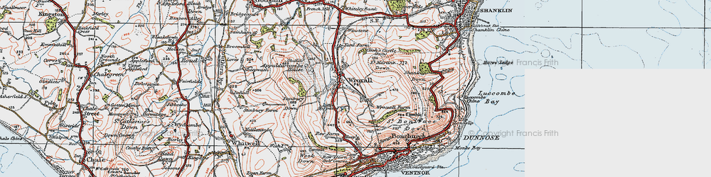 Old map of Wroxall in 1919