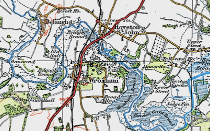 Old map of Wroxham in 1922