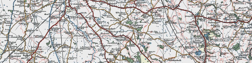 Old map of Wybunbury in 1921