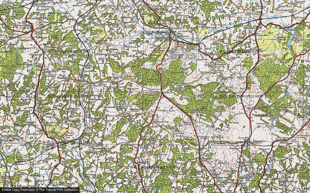 Old Map of Historic Map covering Ashdown in 1920