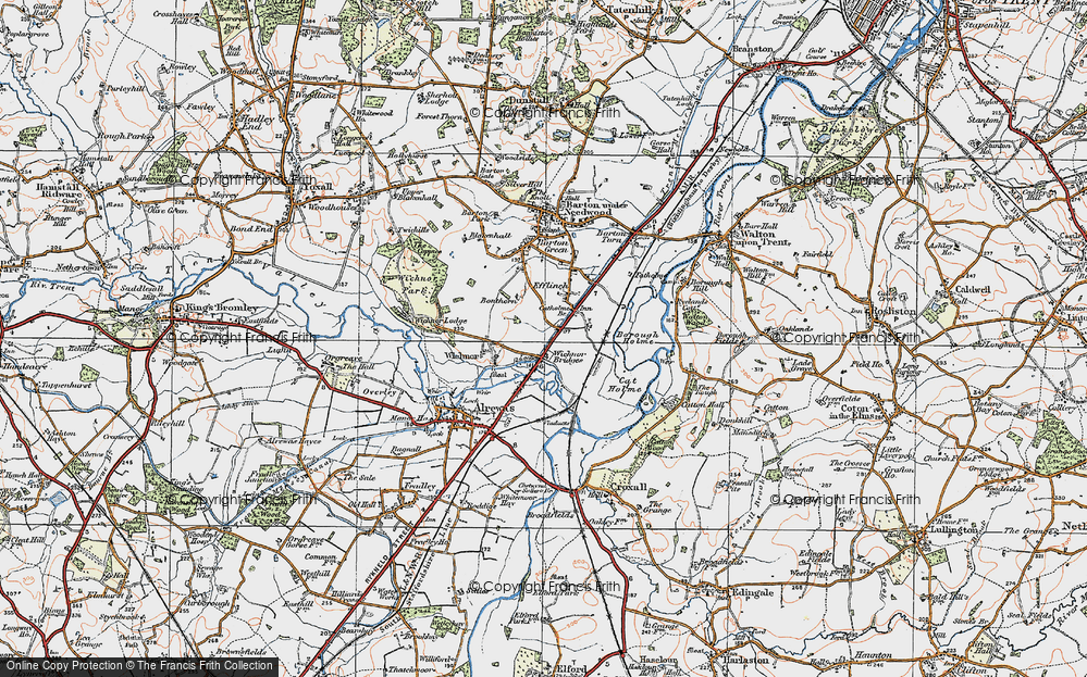 Old Map of Wychnor Bridges, 1921 in 1921