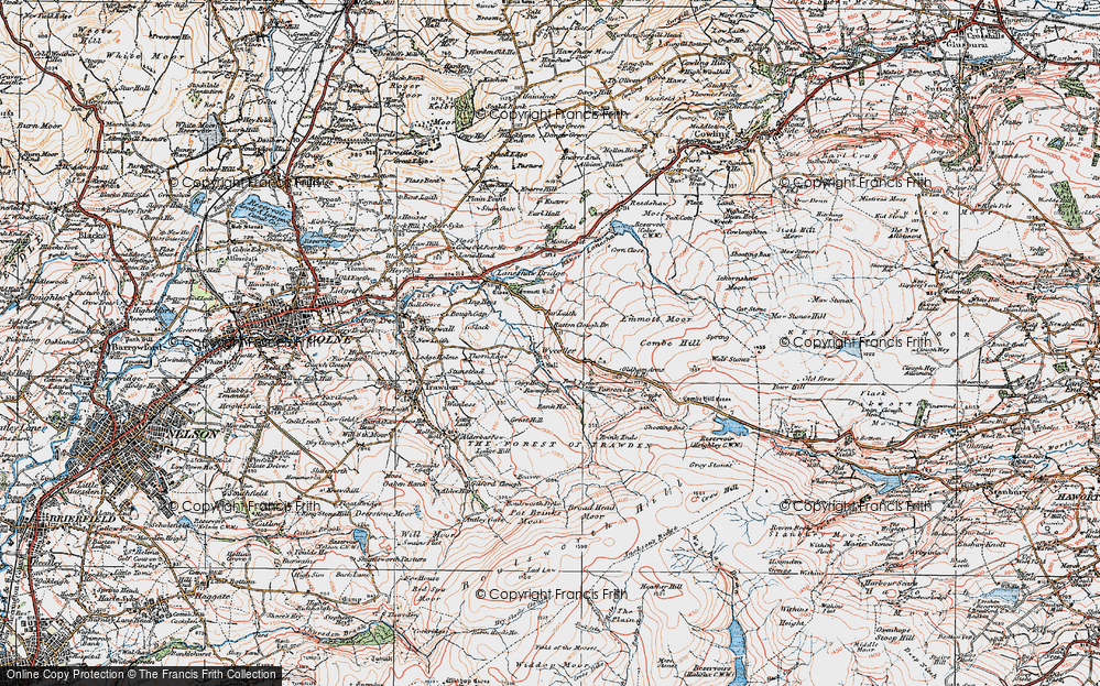 Old Map of Historic Map covering Broad Head Moor in 1925