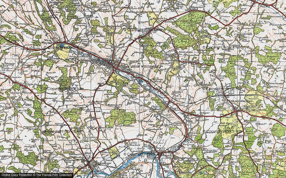 Old Map of Wycombe Marsh, 1919 in 1919