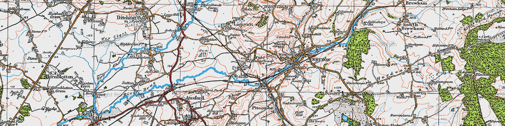 Old map of Wyke Champflower in 1919