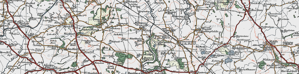 Old map of Wykey in 1921