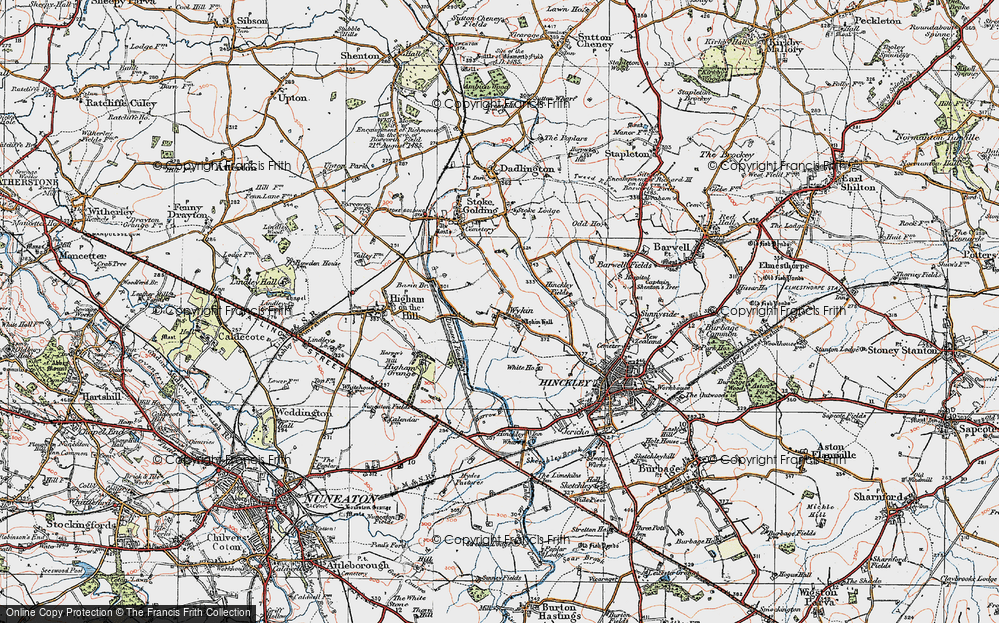 Old Map of Wykin, 1921 in 1921