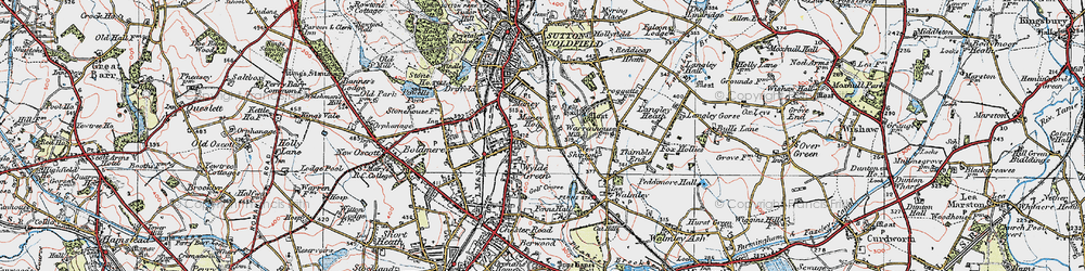 Old map of Wylde Green in 1921