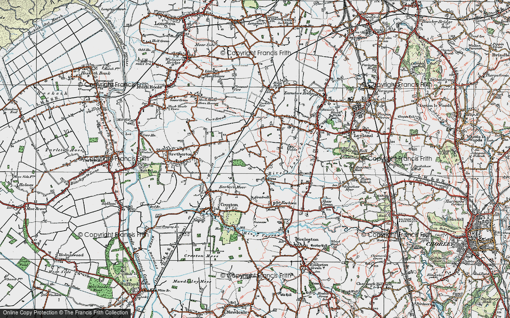 Old Map of Historic Map covering River Lostock in 1924