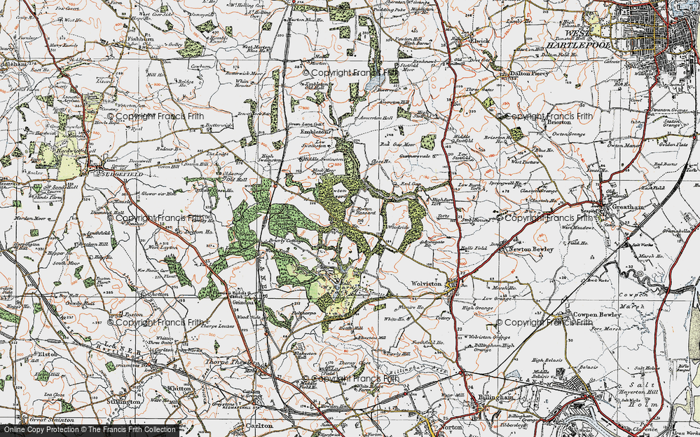 Old Map of Historic Map covering Black Squares in 1925