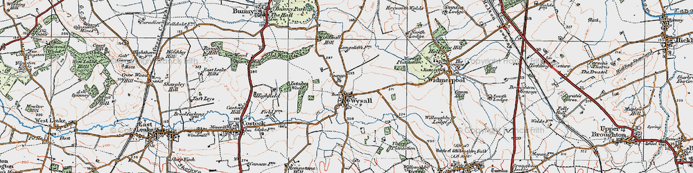 Old map of Wysall in 1921
