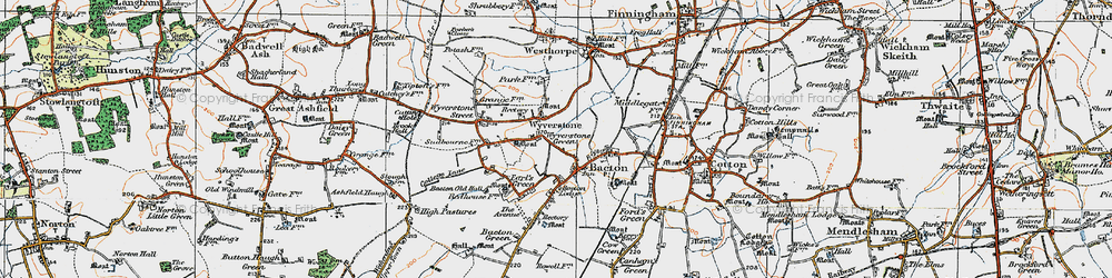 Old map of Wyverstone in 1920