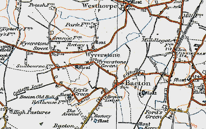 Old map of Wyverstone Green in 1920