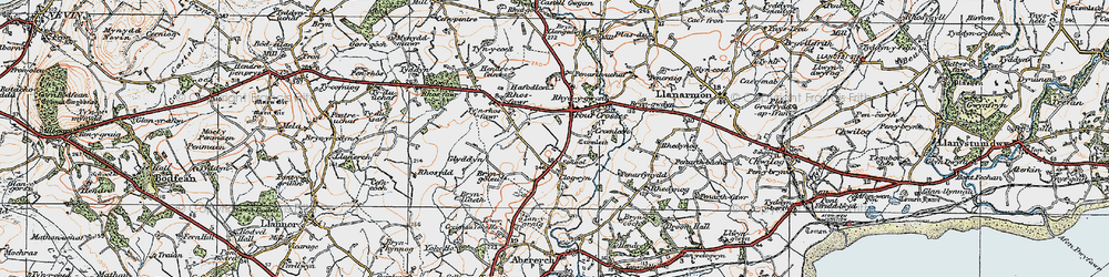 Old map of Afon Erch in 1922