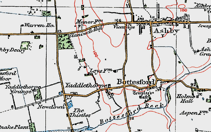 Old map of Bottesford Beck in 1923