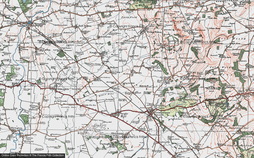 Old Map of Historic Map covering Yapham Grange in 1924