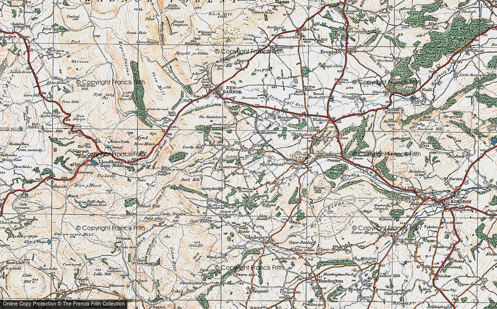 Old Map of Historic Map covering Wolfpits in 1920