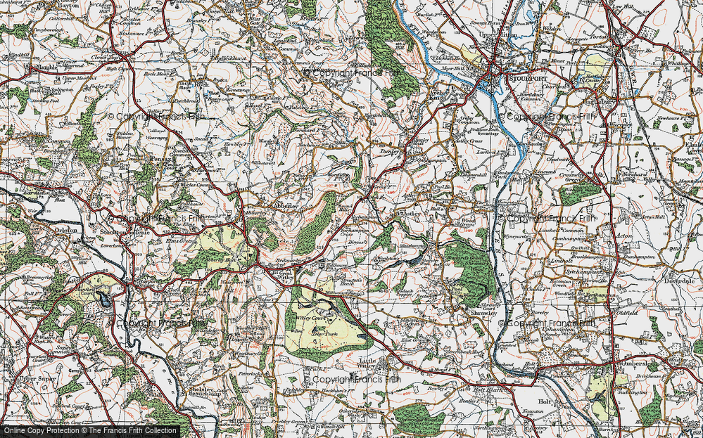 Old Map of Historic Map covering Abberley Hill in 1920