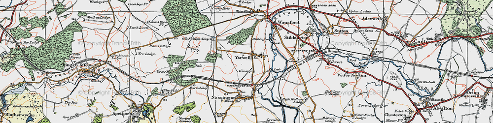 Old map of Yarwell in 1922