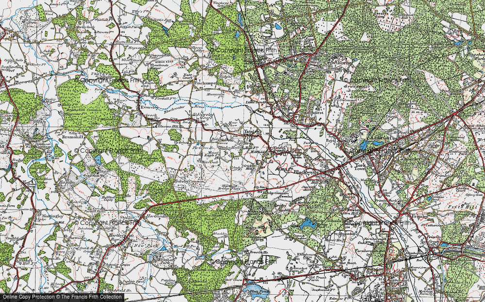 Old Map of Historic Map covering Yateley Green in 1919
