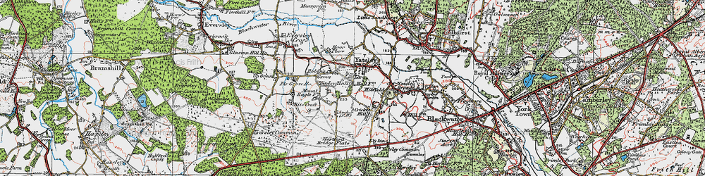 Old map of Yateley in 1919