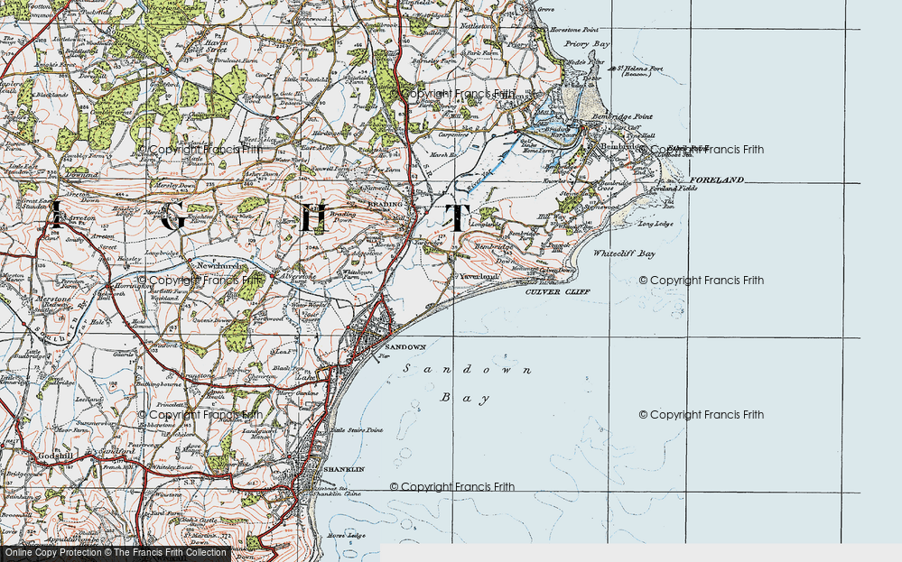 Old Map of Yaverland, 1919 in 1919