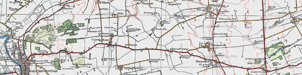 Old map of Willoughton Grange in 1923