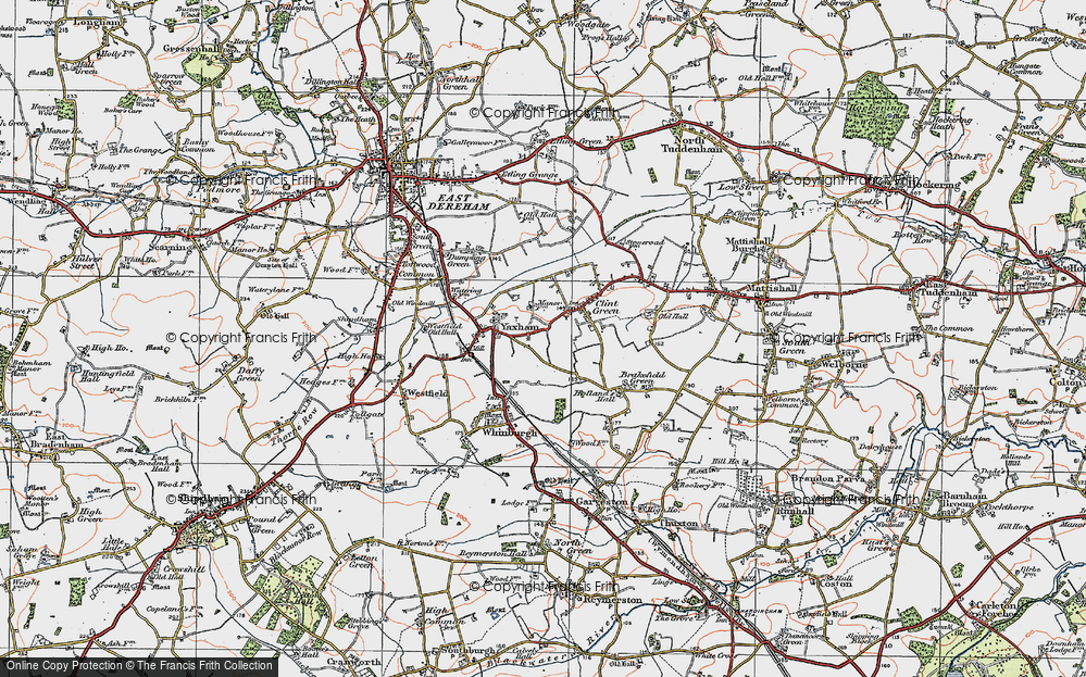 Old Map of Yaxham, 1921 in 1921