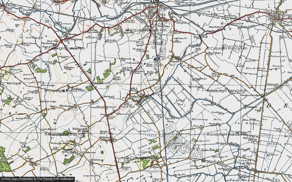 Old Map of Historic Map covering Yaxley Fen in 1920