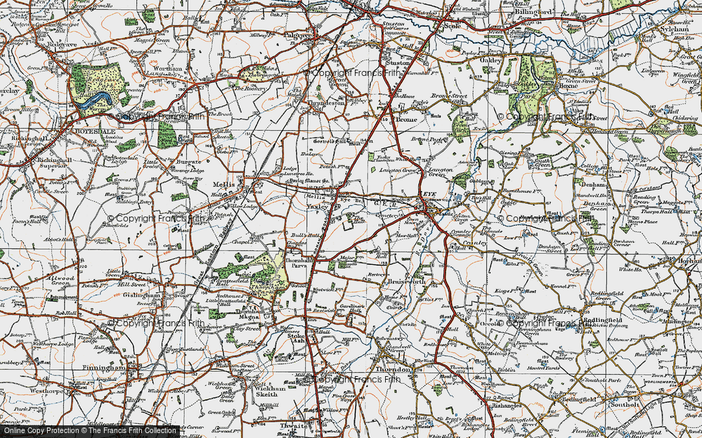 Old Map of Yaxley, 1921 in 1921