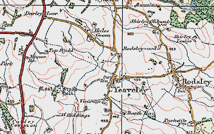 Old map of Yeaveley in 1921