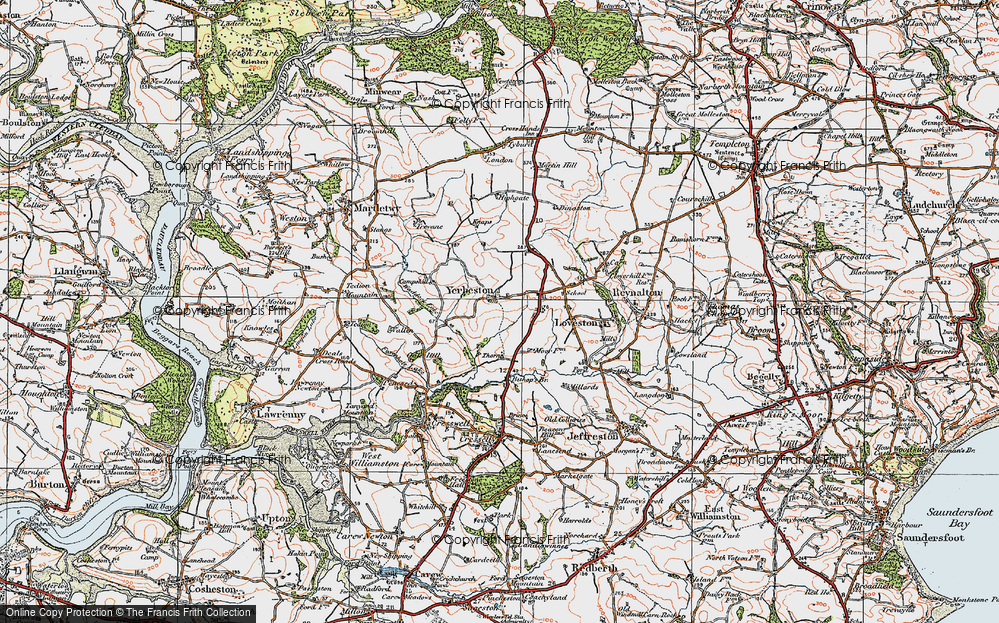 Old Map of Yerbeston, 1922 in 1922