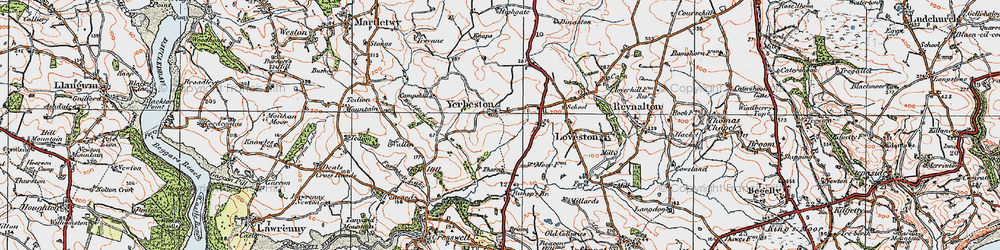 Old map of Yerbeston Mountain in 1922