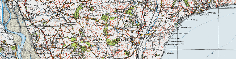Old map of Yettington in 1919