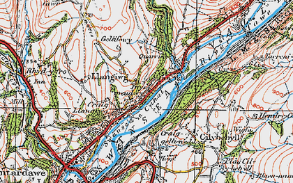 Old map of Ynysmeudwy in 1923