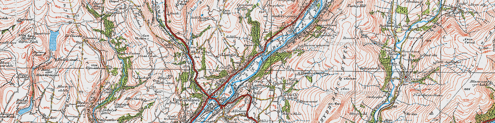 Old map of Ynysmeudwy in 1923