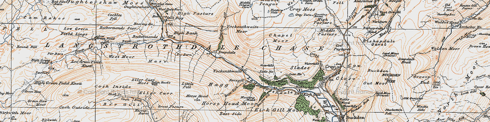 Old map of Yockenthwaite Moor in 1925