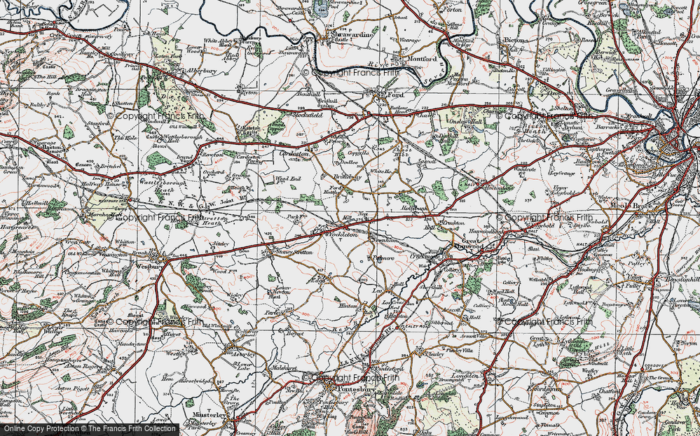 Old Map of Yockleton, 1921 in 1921