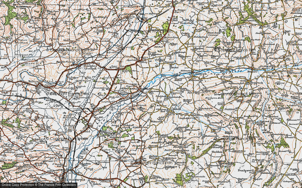 Old Map of Yondercott, 1919 in 1919