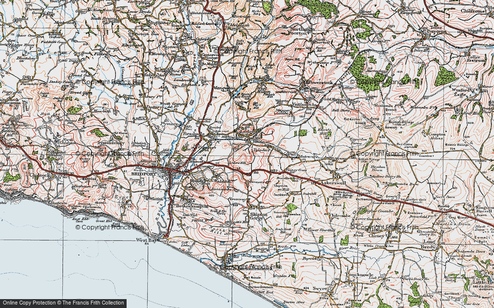 Old Map of Historic Map covering Boarsbarrow Hill in 1919