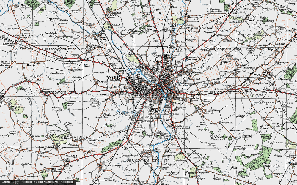 Old Map of Historic Map covering York in 1924
