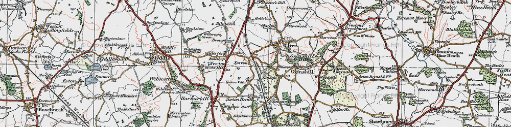 Old map of Yorton in 1921