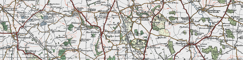 Old map of Yorton Heath in 1921